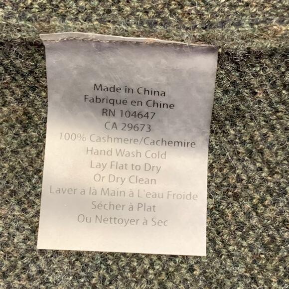 KINROSS Size XL Green Olive Cashmere Shawl Collar Open Front Cardigan - Picture 5 of 5